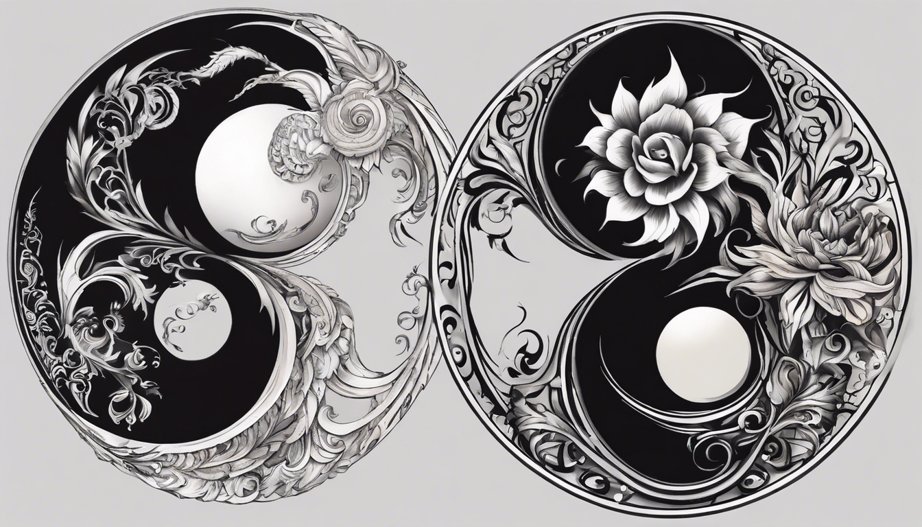 A visually striking Yin and Yang tattoo design on any part of the body, using tattoo-specific details and language, to bring this symbol of shared sibling bond to life