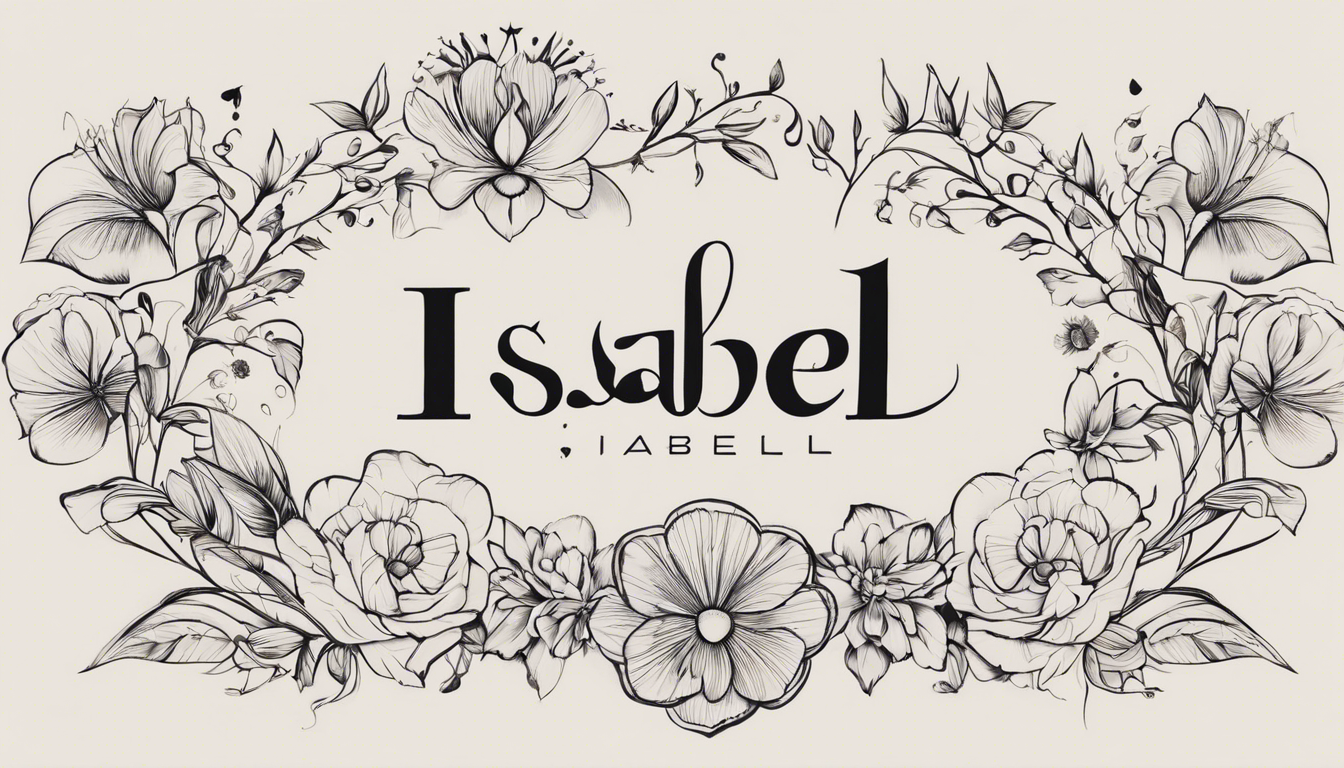 A minimalist tattoo design featuring the name 'Isabel'