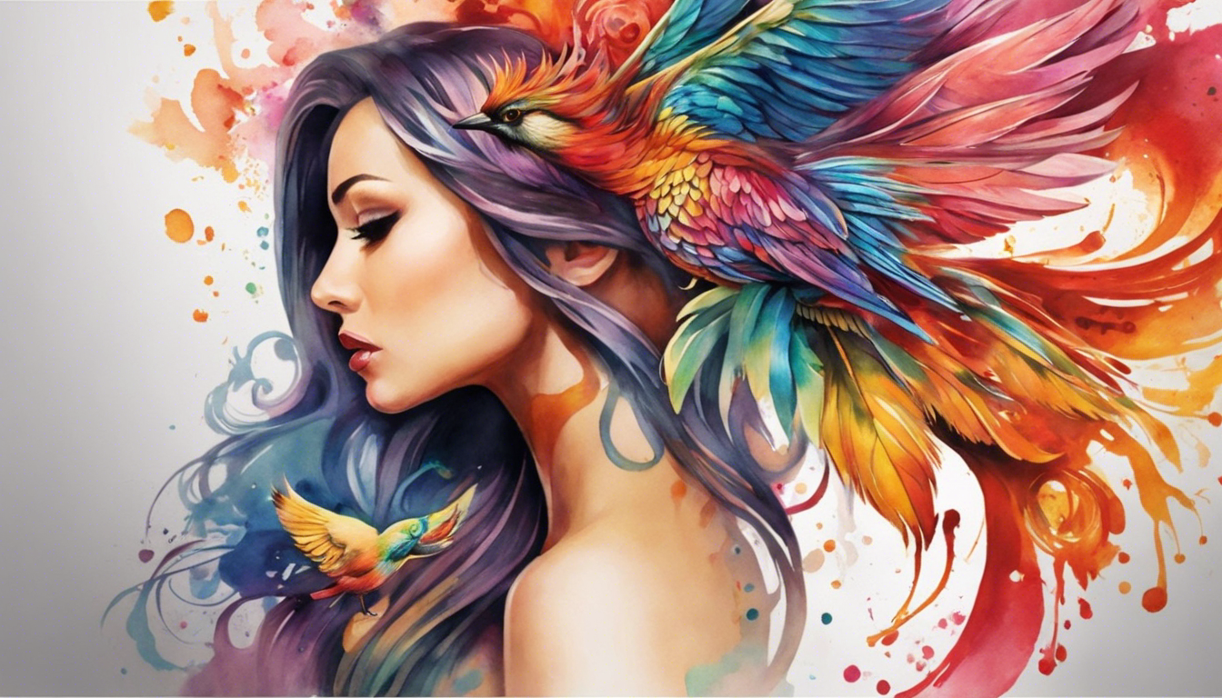 A stunning watercolor tattoo design for an article on "Watercolor Tattoo Designs for Women