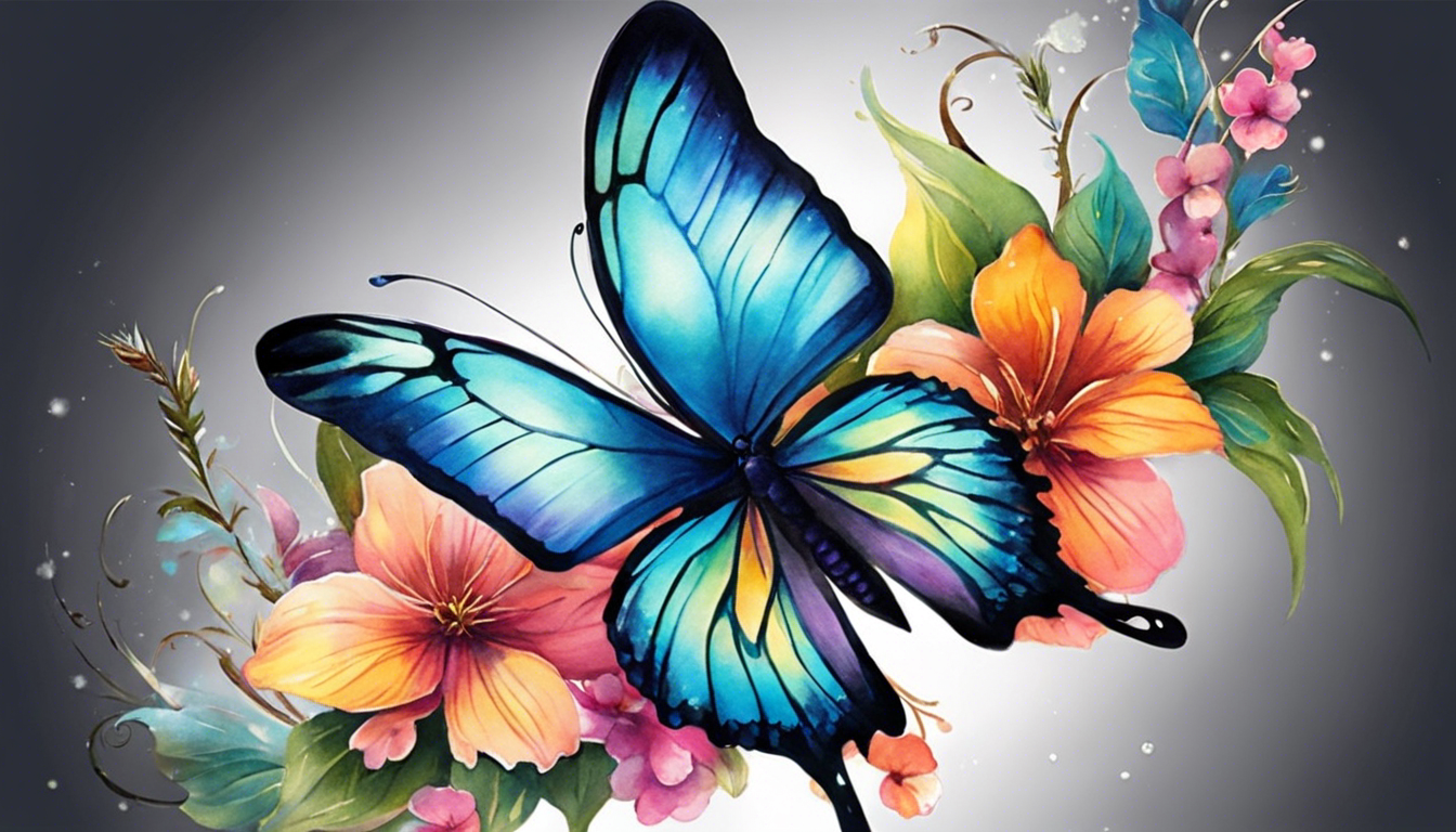 An ethereal butterfly watercolor tattoo design for our article on watercolor tattoo designs for women