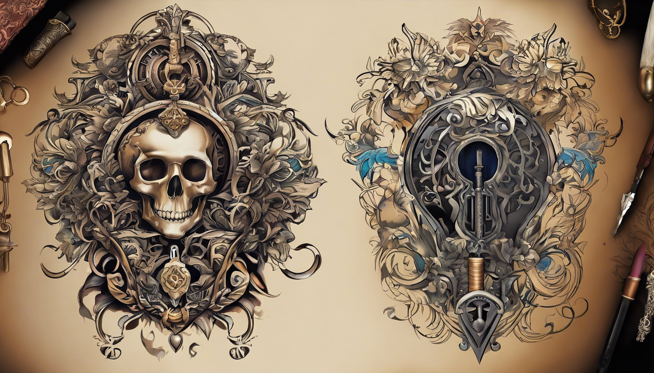 A captivating tattoo image for an article on "d Tattoo Designs for Couples," focusing on Lock and Key Tattoos