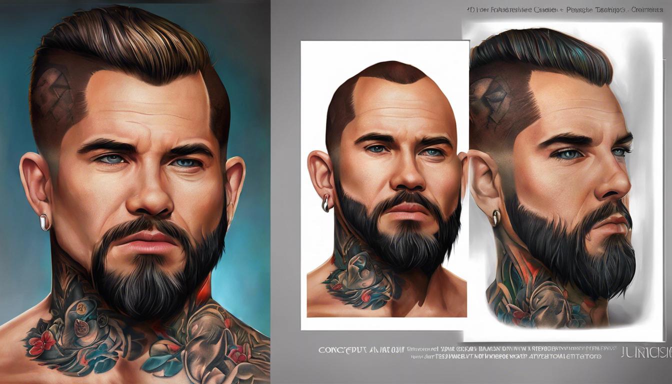 A realistic tattoo image of 'Kevin' on any part of the body, showcasing the unique artistry of portrait tattoo artwork