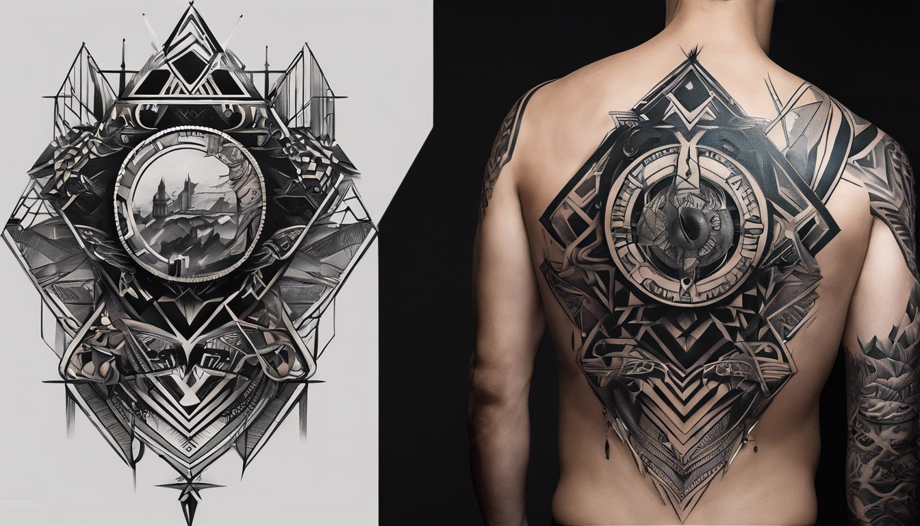 A visually striking tattoo image showcasing basic tattoo images for men, with a focus on geometric patterns