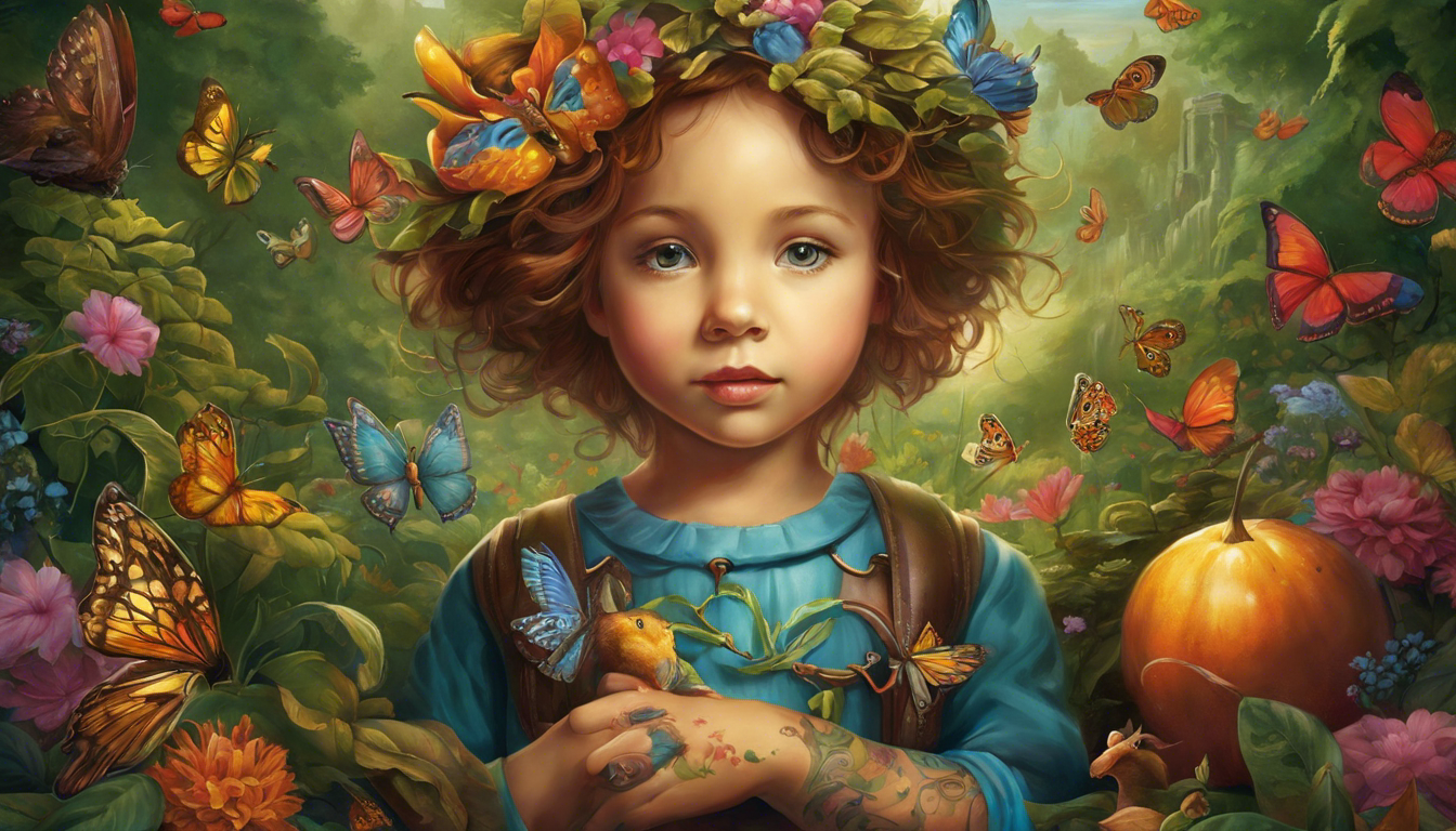 A captivating tattoo-style image for an article on "Tattoo Images With Children Details," focusing on whimsical designs