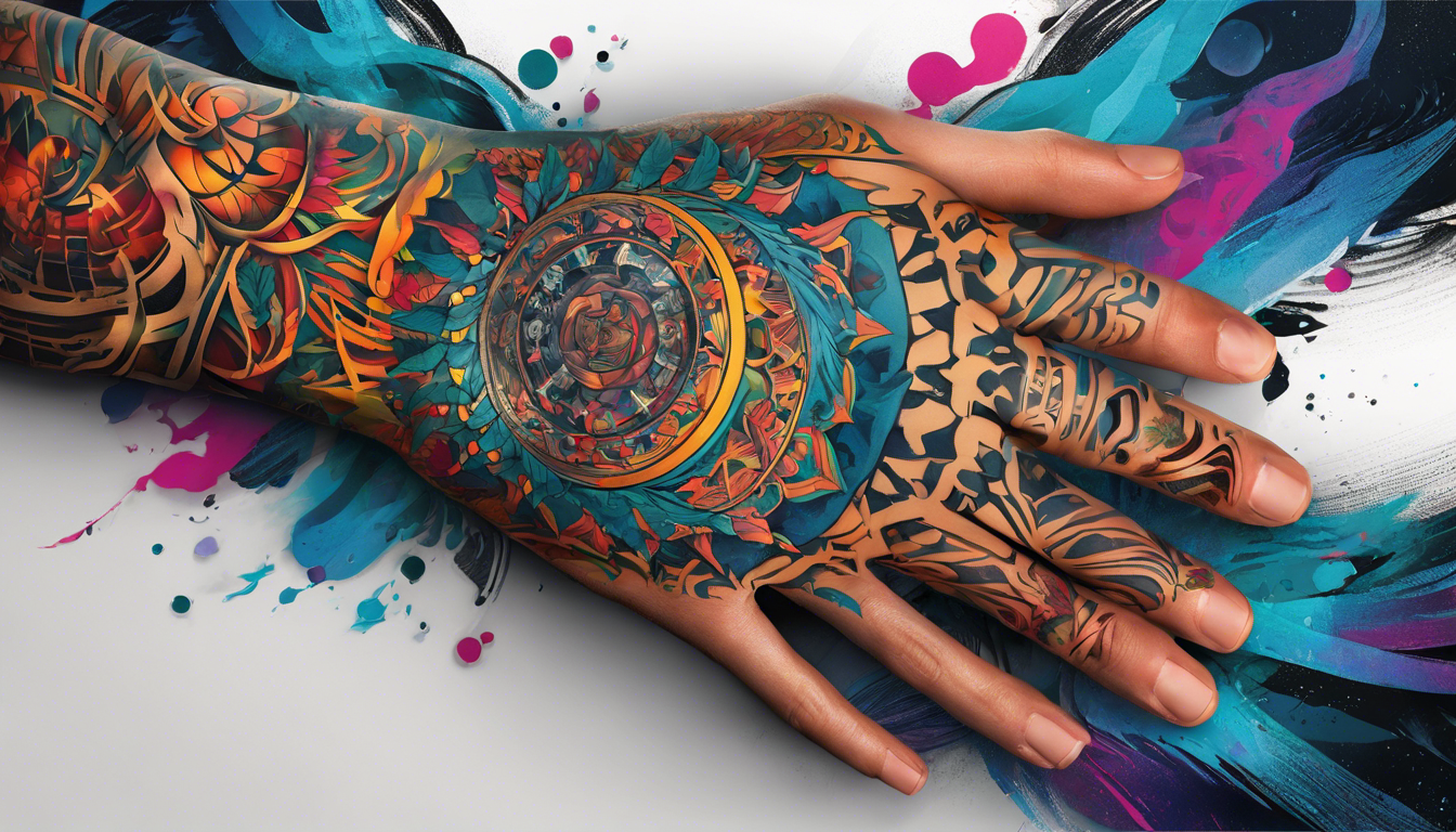 An abstract tattoo image for the hand that showcases innovative tattoo artistry