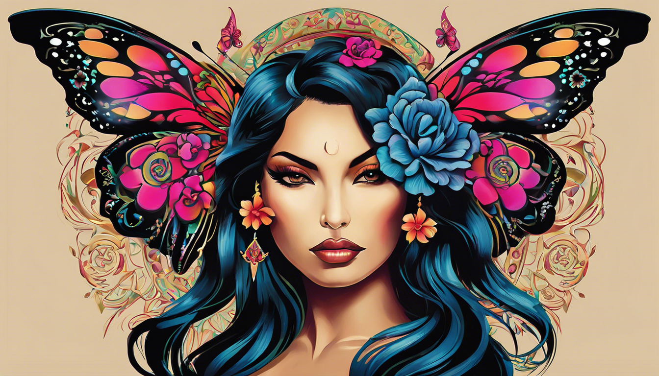 A stunning tattoo-style image for the article "Chicano Tattoos for Women Images" with a focus on Chicano Butterfly Tattoo Inspiration