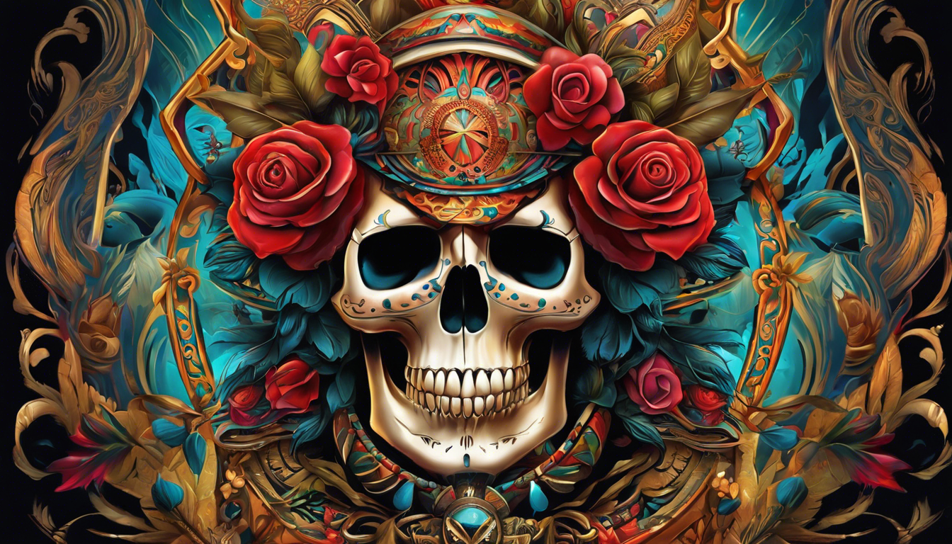 A visually stunning Chicano skull tattoo image, specifically designed for women