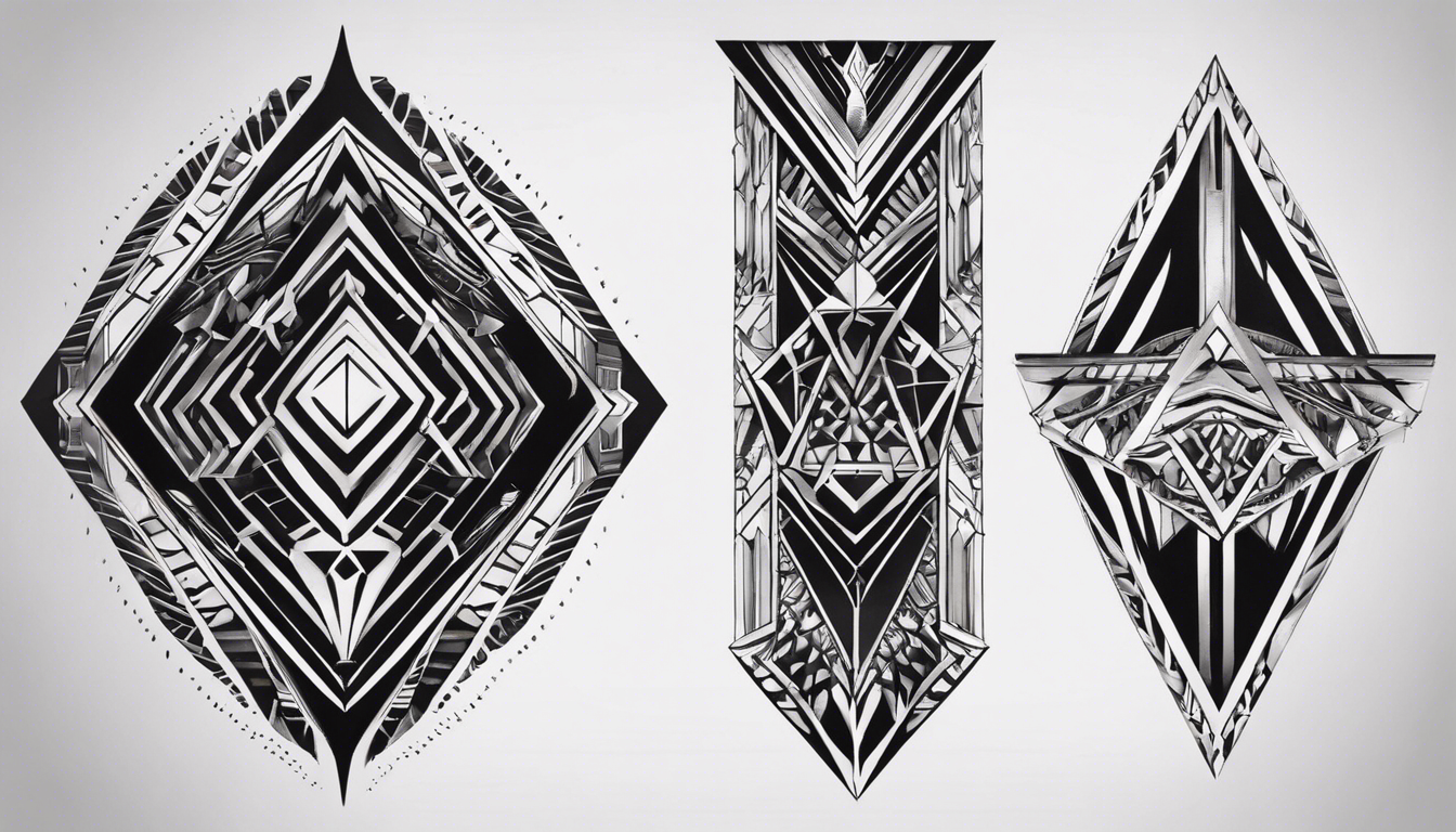 A tattoo image showcasing masculine geometric patterns that symbolize strength and individuality for men