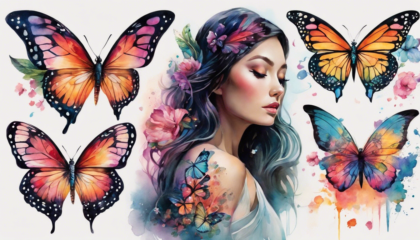 A captivating tattoo design capturing the essence of dreamy watercolor butterfly tattoos for women