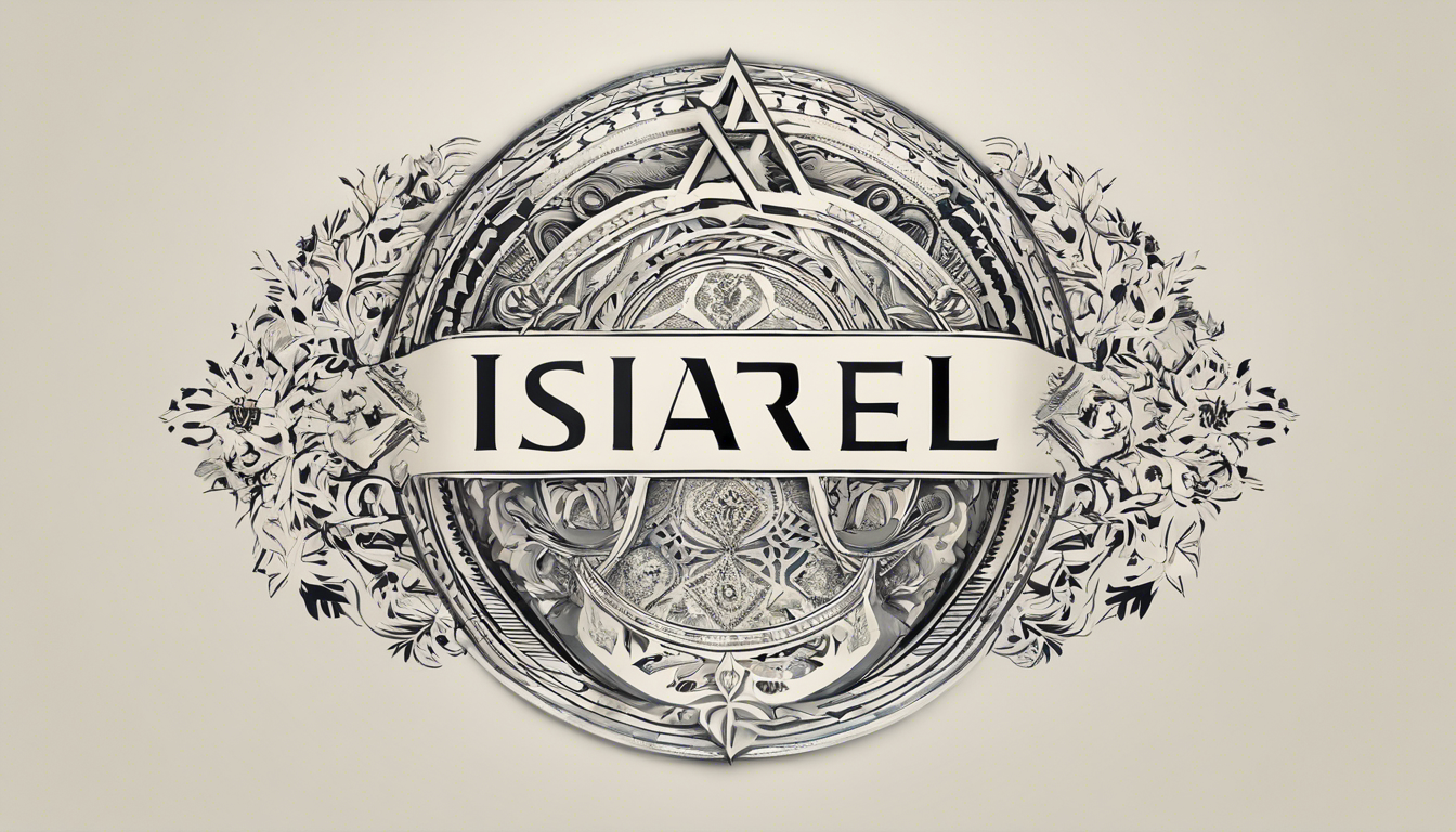 A minimalist tattoo design showcasing the name 'Israel' using sleek lines, bold lettering, and minimal embellishments