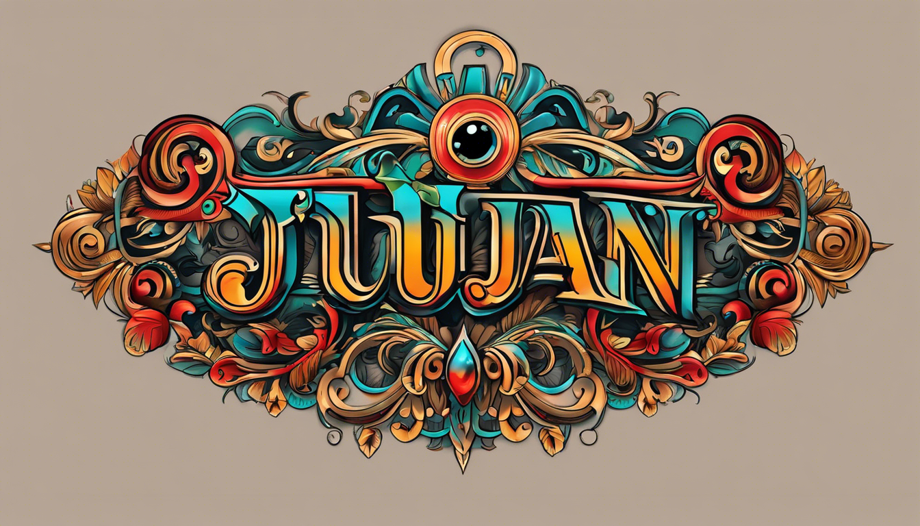 An eye-catching tattoo design showcasing the name 'Juan' in a bold script font