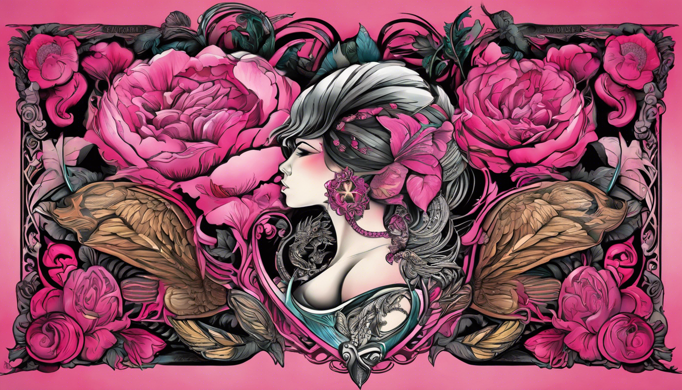 A tattoo-style image for the article "Breast Cancer Commemorative Tattoo Designs," focusing on Courageous Quote Tattoos