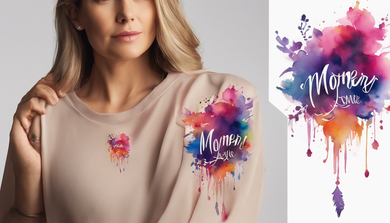 A stunning watercolor name tattoo with your mother's name as the centerpiece