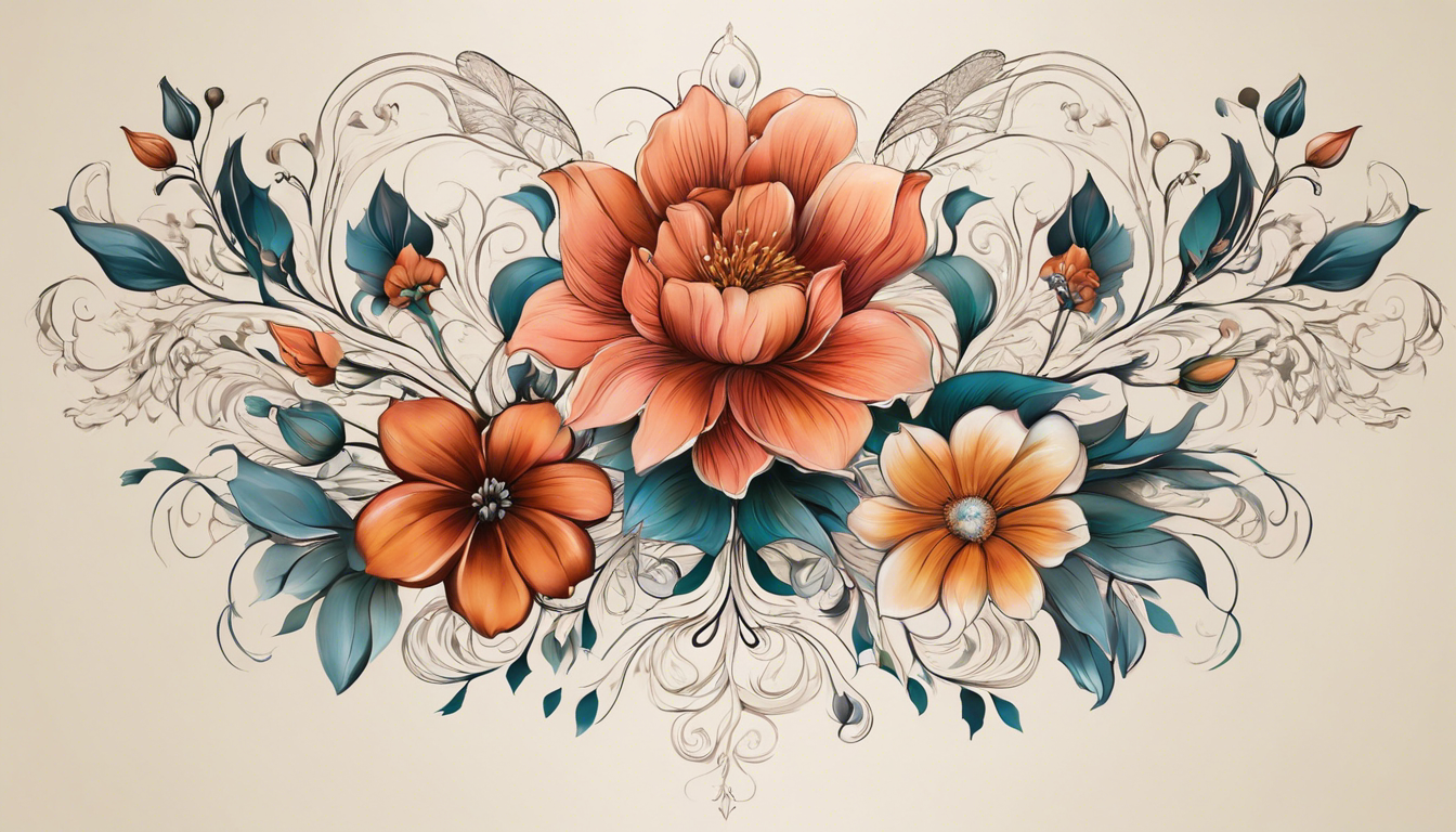 An exquisite tattoo design that embodies elegance for women, focusing on delicate floral patterns