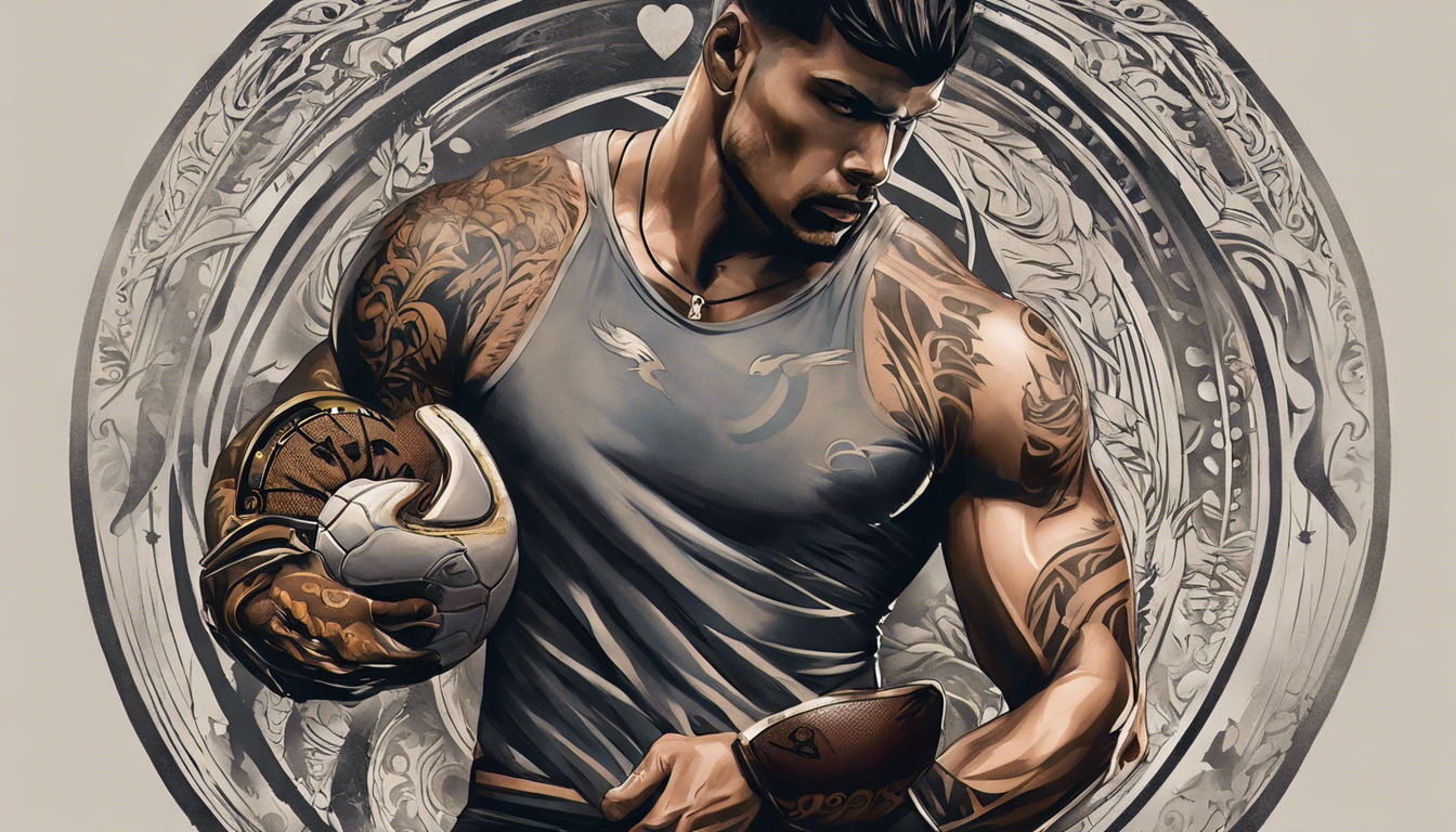 A captivating tattoo style image for an article titled "Small Tattoo Designs for Men," with a focus on Sports-Inspired Designs