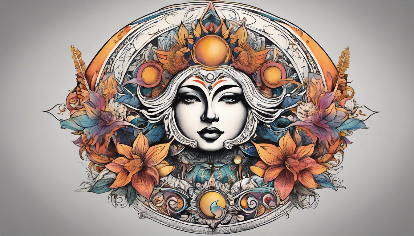 A captivating tattoo design for an article on "Small Tattoo Designs for Girlfriends", focusing on Moon and Sun tattoos