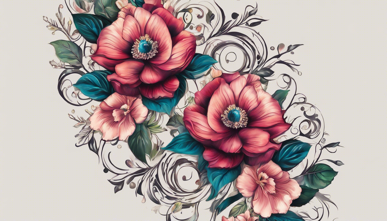 A realistic tattoo featuring delicate floral motifs for a human body part