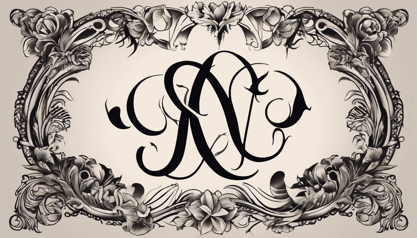 An elegant monogram tattoo design of female initials on a chosen body part