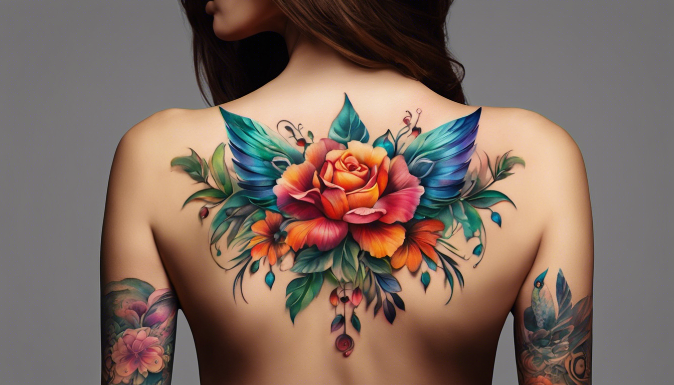 A stunning tattoo-style image showcasing beautiful chest tattoos for women