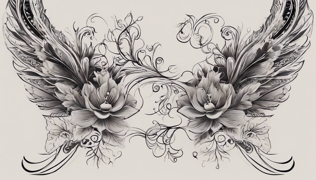 A visually captivating tattoo design showcasing an elegant back-of-the-neck placement for women