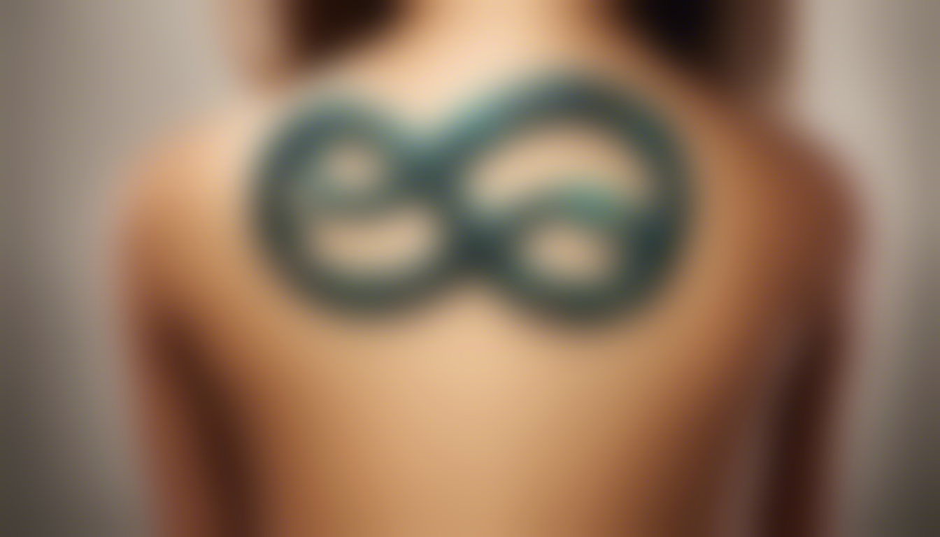 A realistic tattoo image featuring an infinity symbol intertwined with your children's names