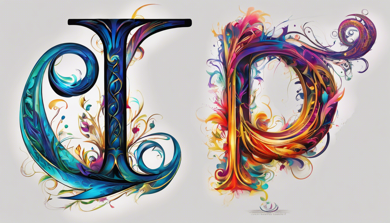 An abstract 'I' initial tattoo with vibrant colors and intricate linework, to be inked on a body part of your choice