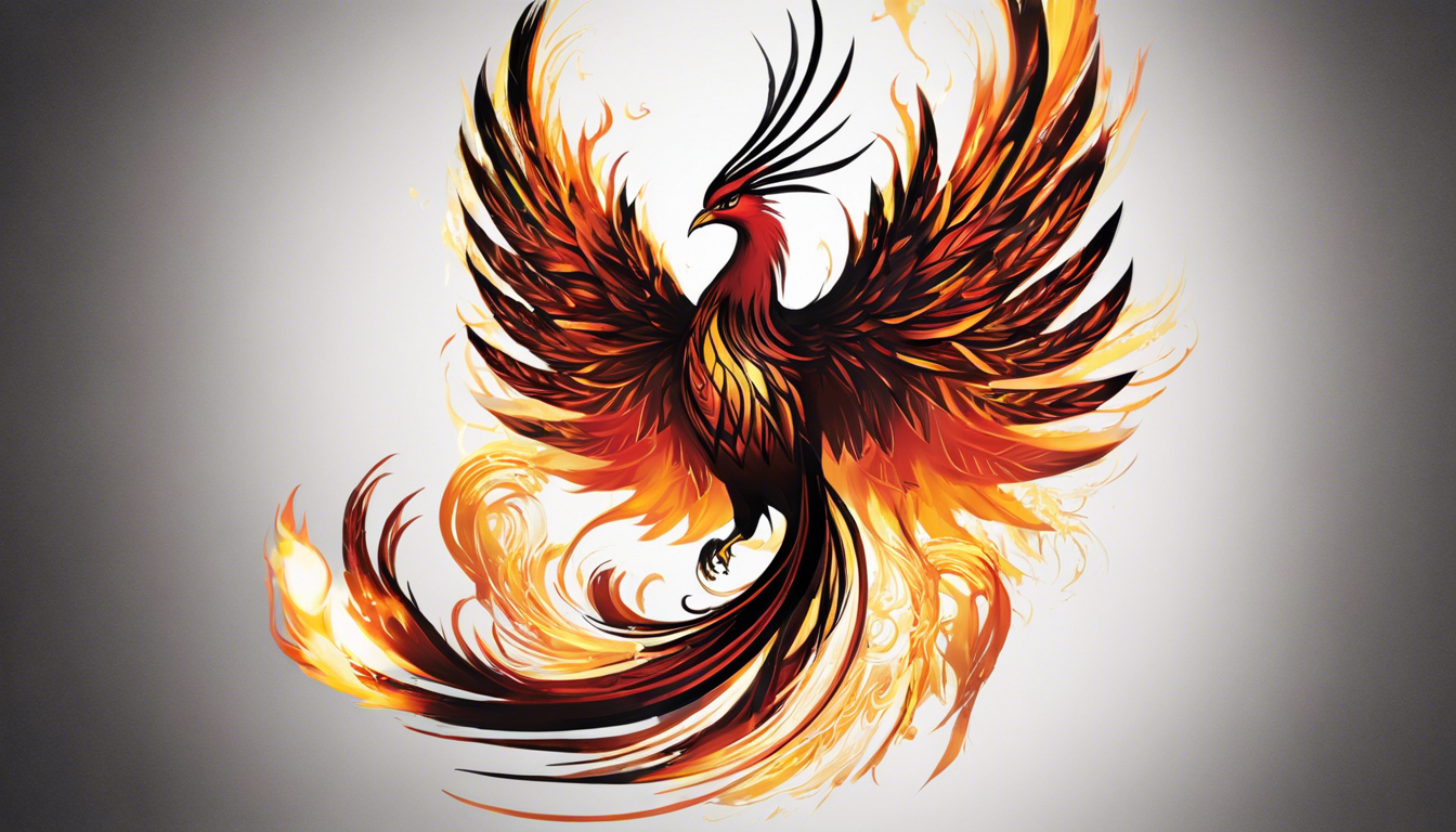 A captivating tattoo design showcasing the power and elegance of the Phoenix bird, specifically catered to men