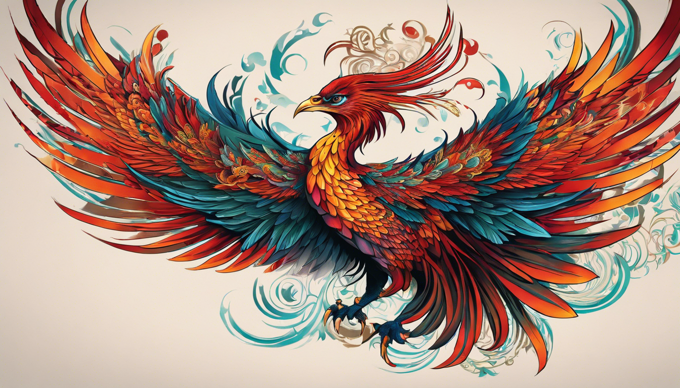 A captivating tattoo-style image showcasing powerful Japanese Phoenix Tattoo patterns for men