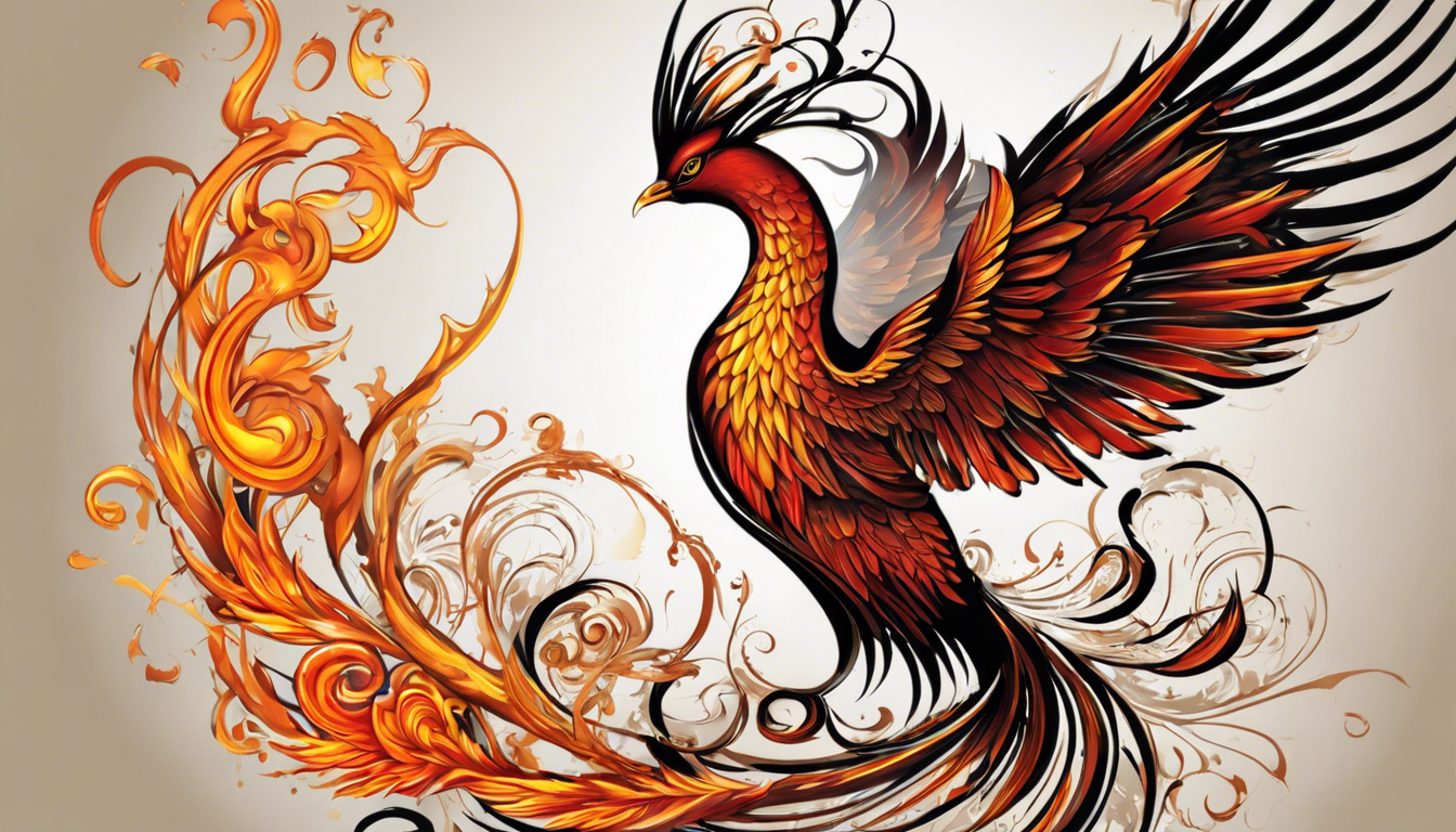 A tattoo-style image for an article titled "Phoenix Bird Tattoo Patterns for Men