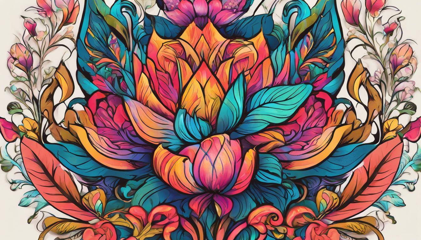 A vibrant tattoo design reflecting "Colorful Tattoo Patterns for Women" with a focus on "Delicate Floral Tattoos