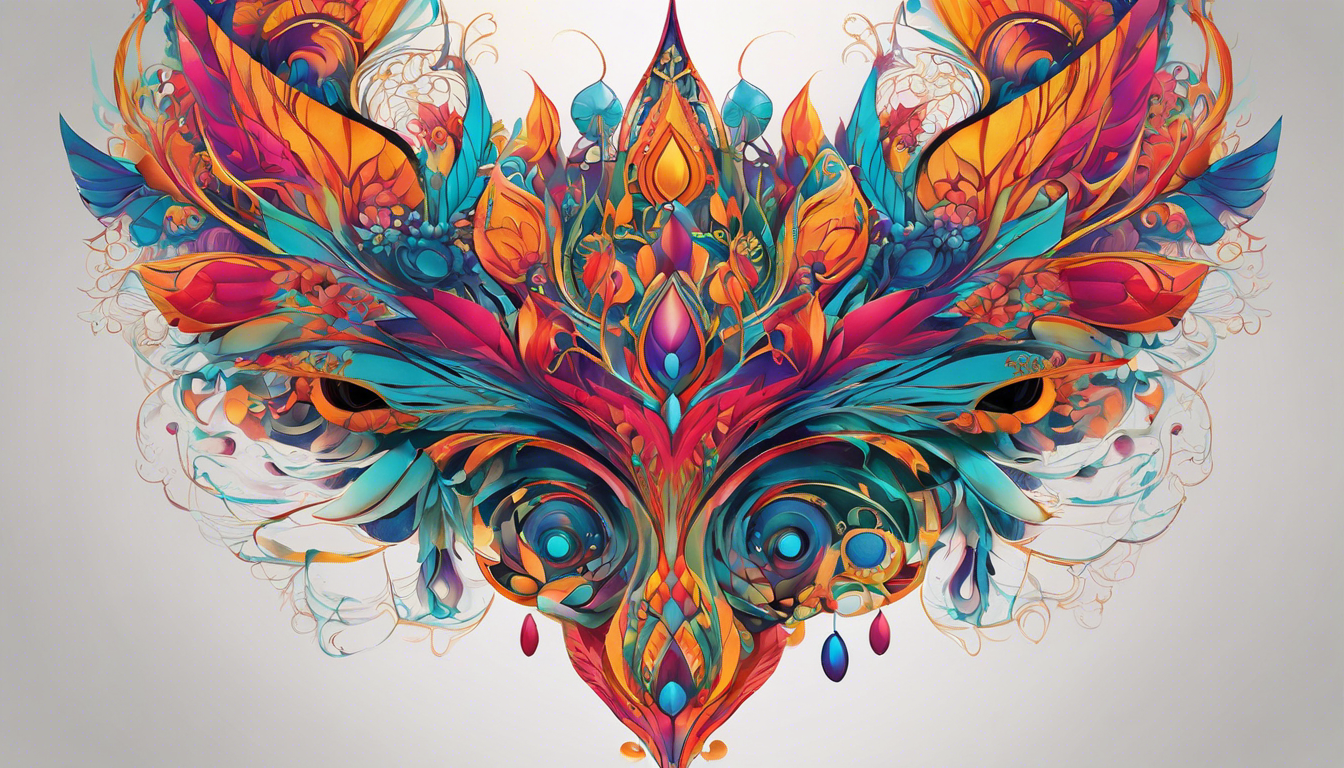 A vibrant and captivating tattoo image, showcasing abstract and surreal patterns specifically tailored for women