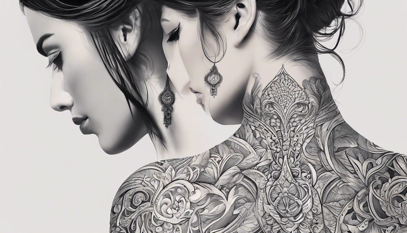 A visually captivating tattoo style image showcasing discreet neck patterns for women