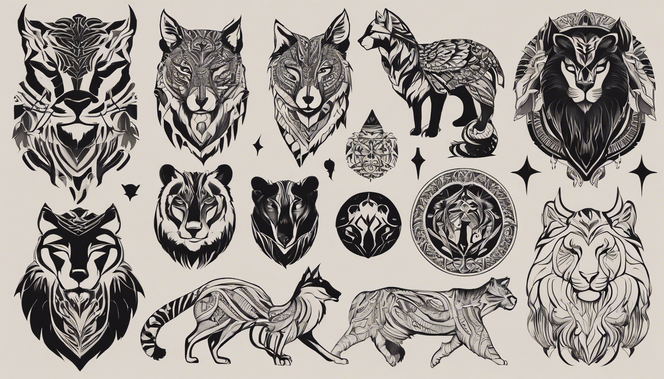 A tattoo image showcasing discreet arm patterns for men, focusing on understated animal silhouettes