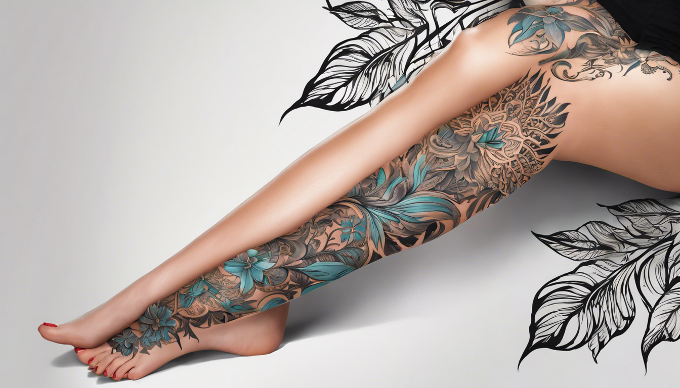 A captivating tattoo image for the article "Cool Tattoo Patterns for Women's Legs" with a nature-inspired theme