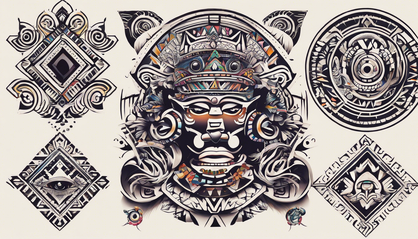 An eye-catching tattoo image showcasing intricate Small Aztec Tattoo Patterns for Women