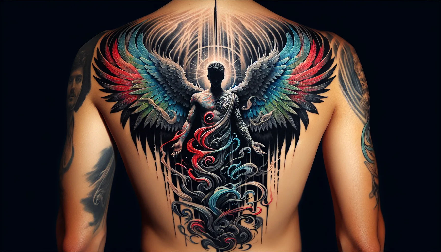 8 Diseños de tatuajes de ángeles en el pecho - TatuajePedia