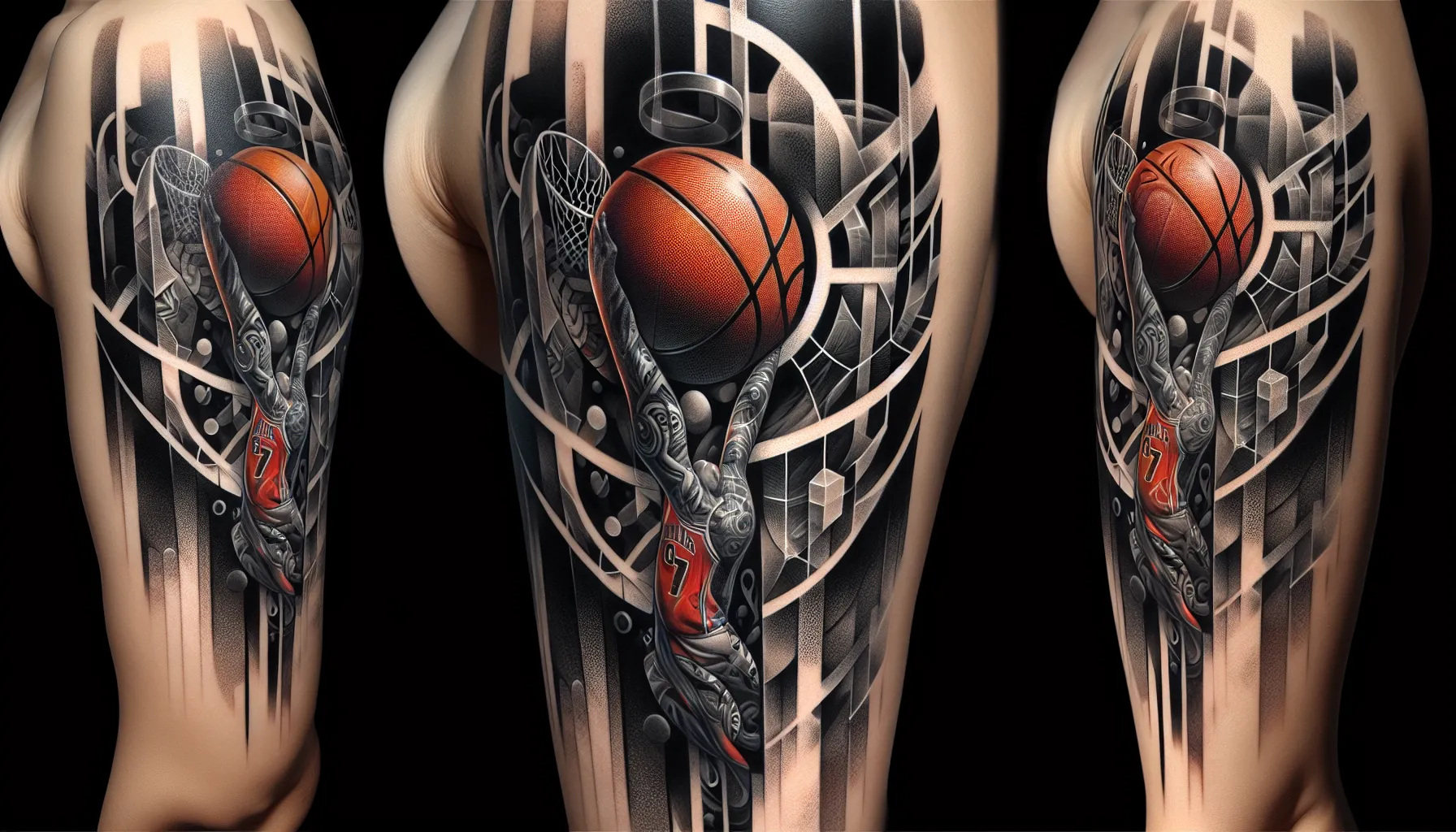 Arte de baloncesto en negro y gris