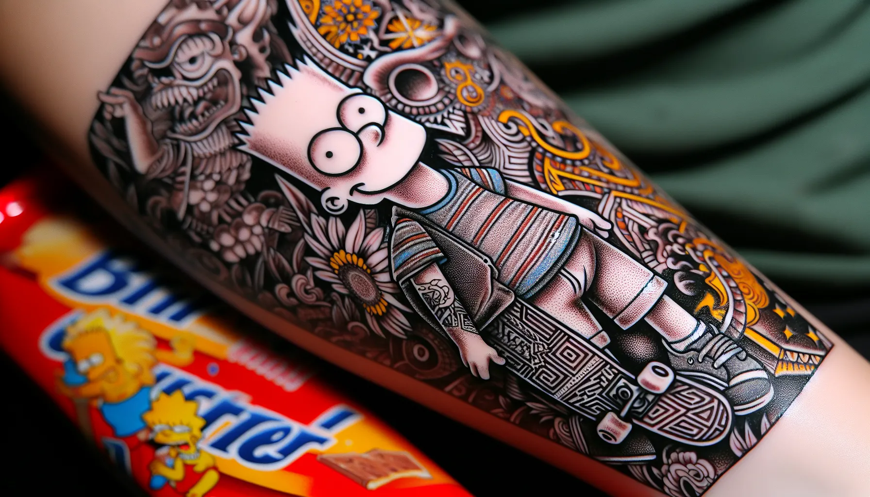 Bart con monopatin y Butterfinger