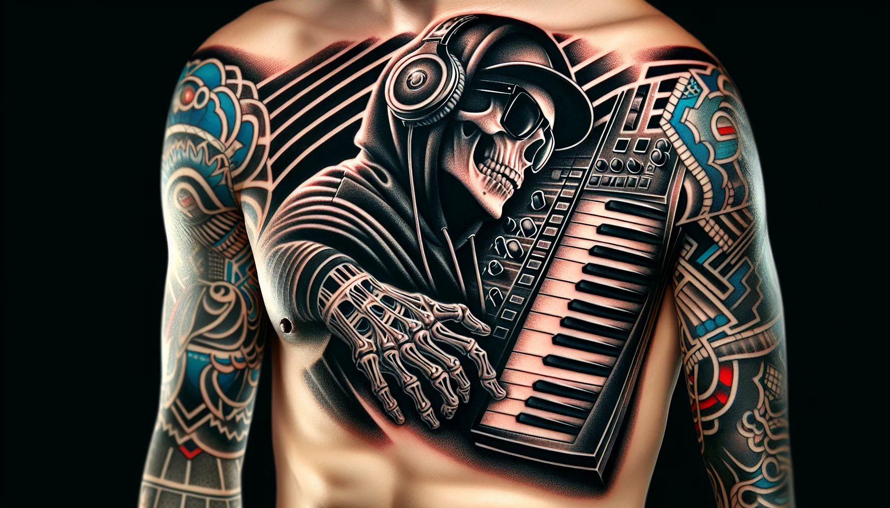 Concepto de tatuaje de ritmo de Hip-Hop