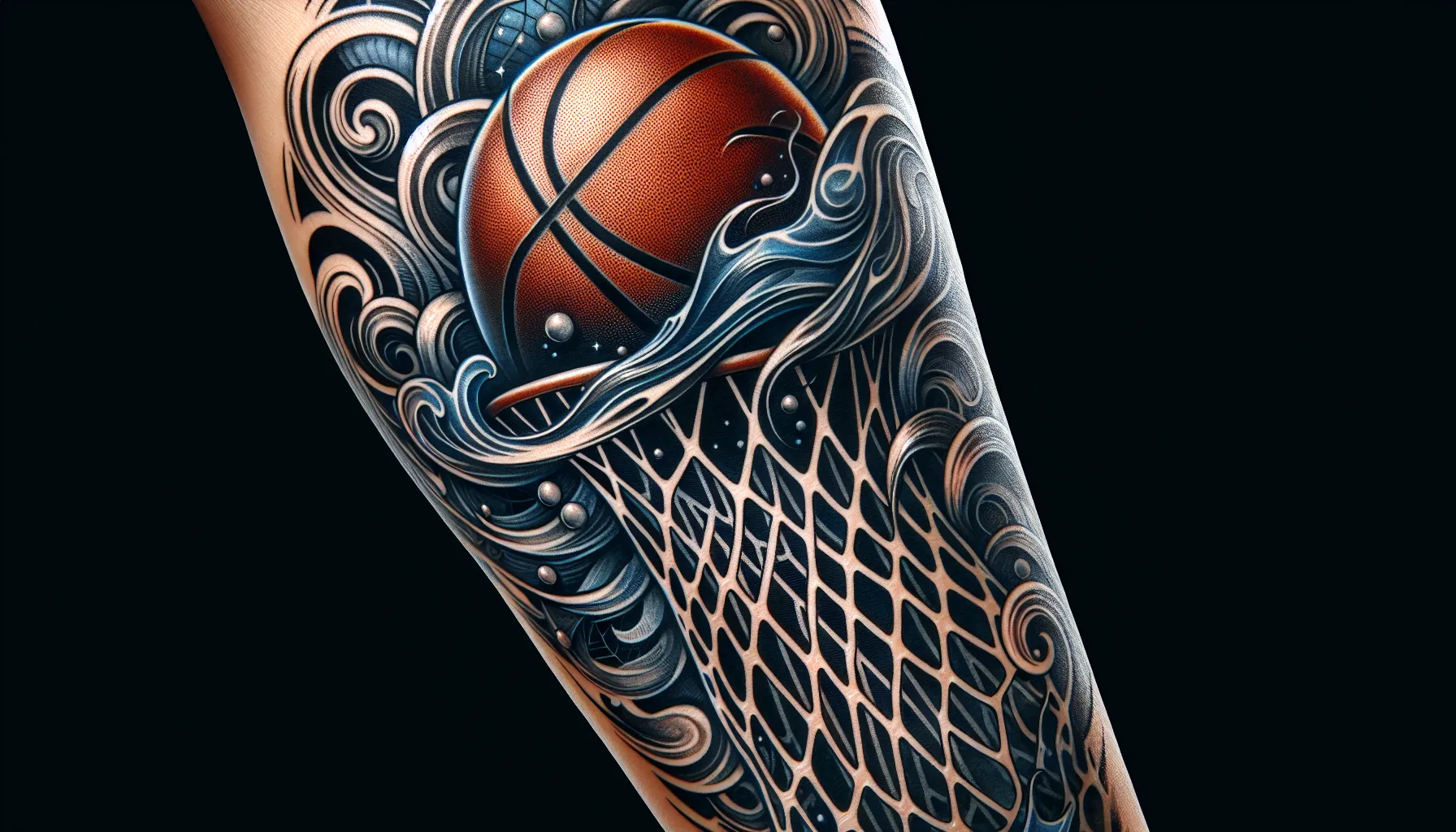 Diseno de Baloncesto y Canasta de Tinta