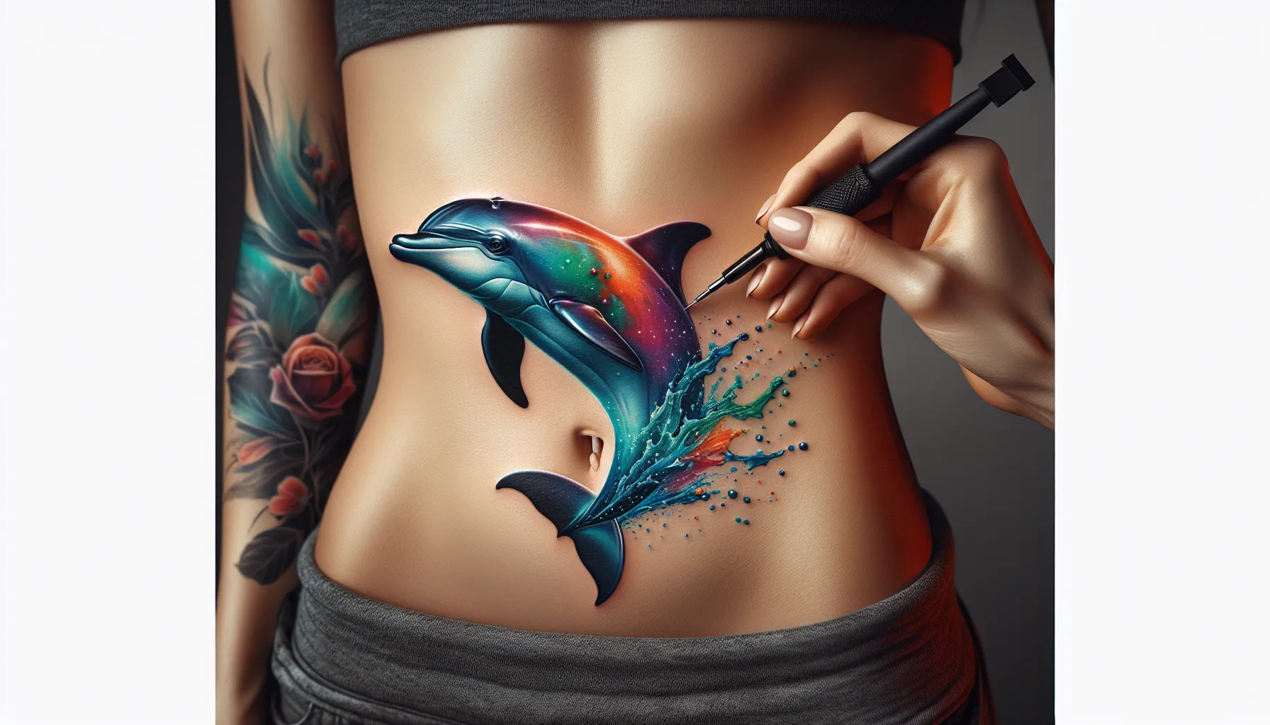 Diseno de tatuaje de delfin jugueton