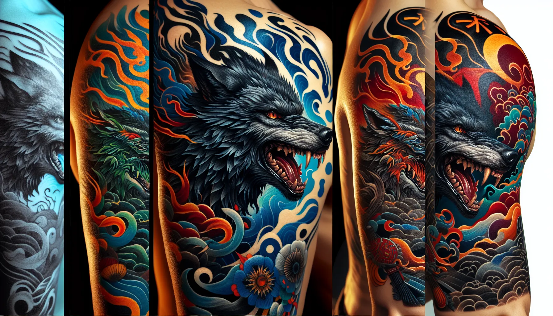 Diseno de tatuaje de Lobo Feroz