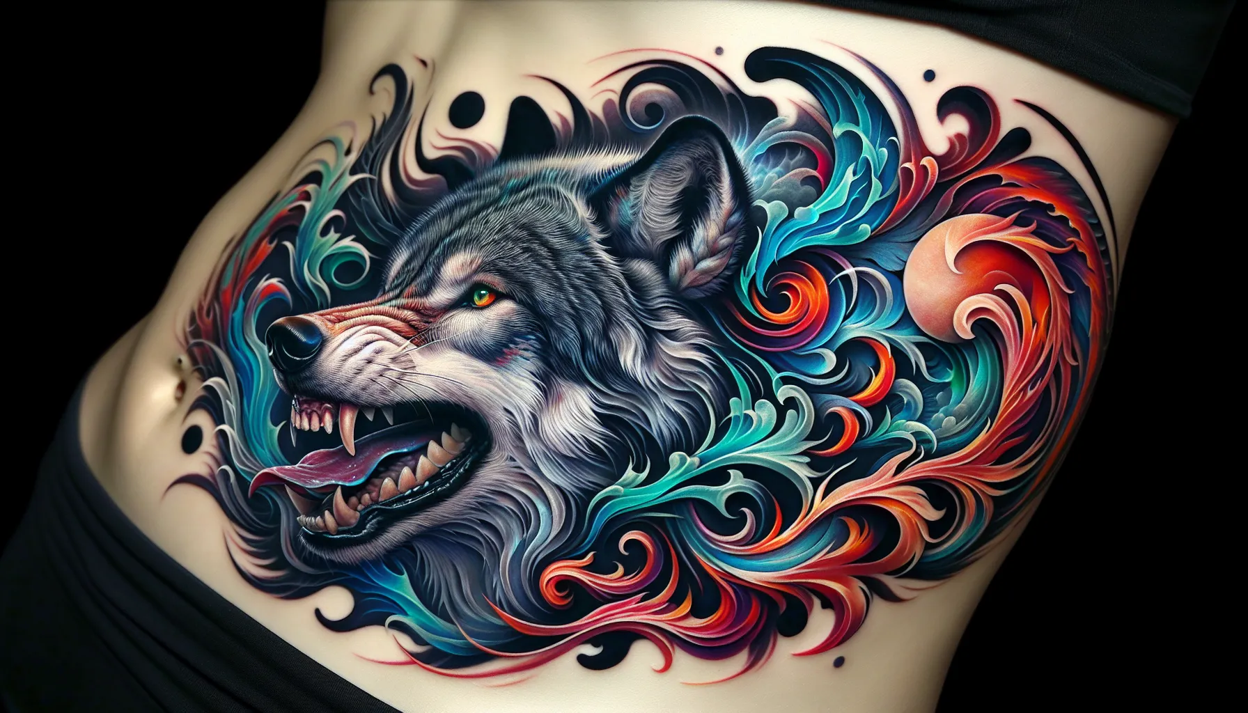 Diseno de tatuaje de lobo mistico