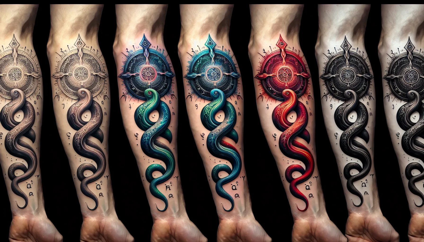 Disenos de tatuajes para el antebrazo de Alfa y Omega