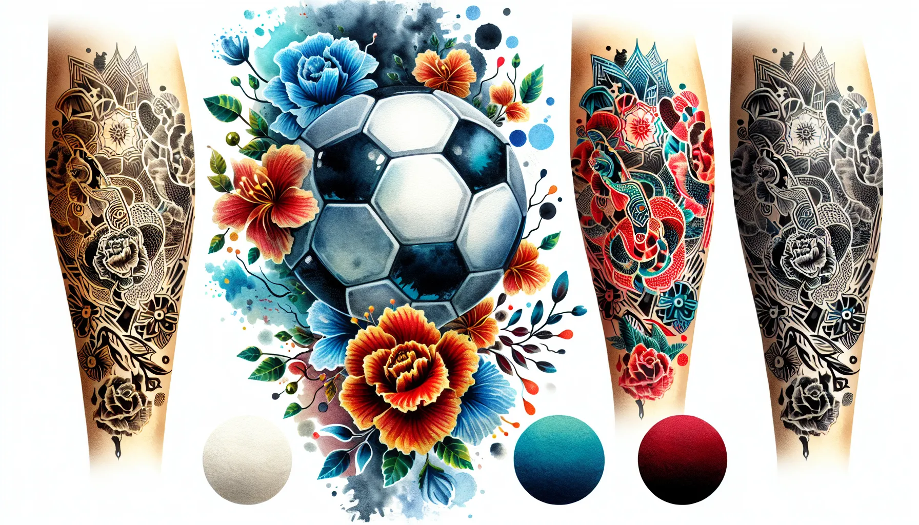 Idea de tatuaje de balon de futbol acuarela