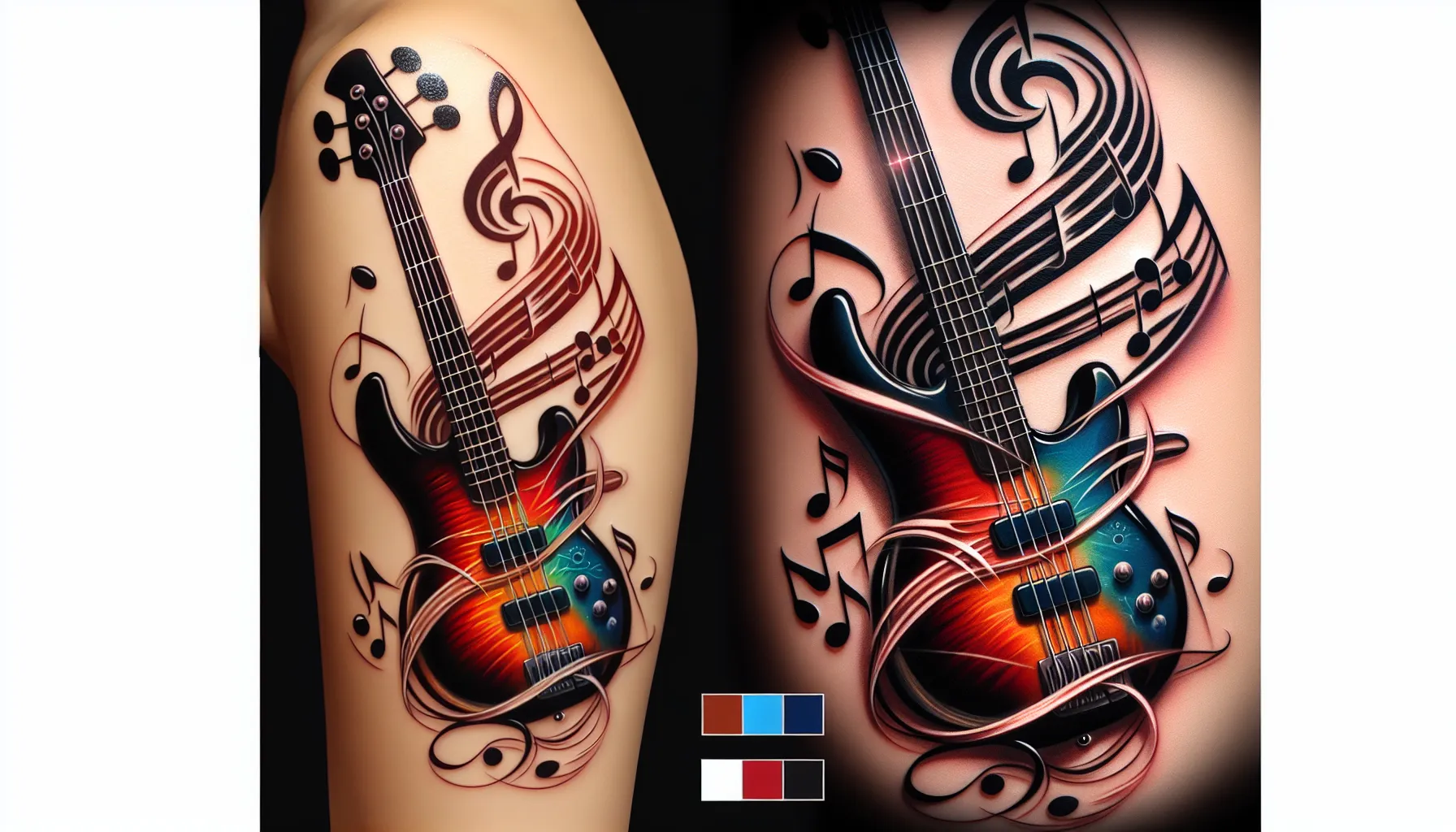 Notas musicales con bajo electrico