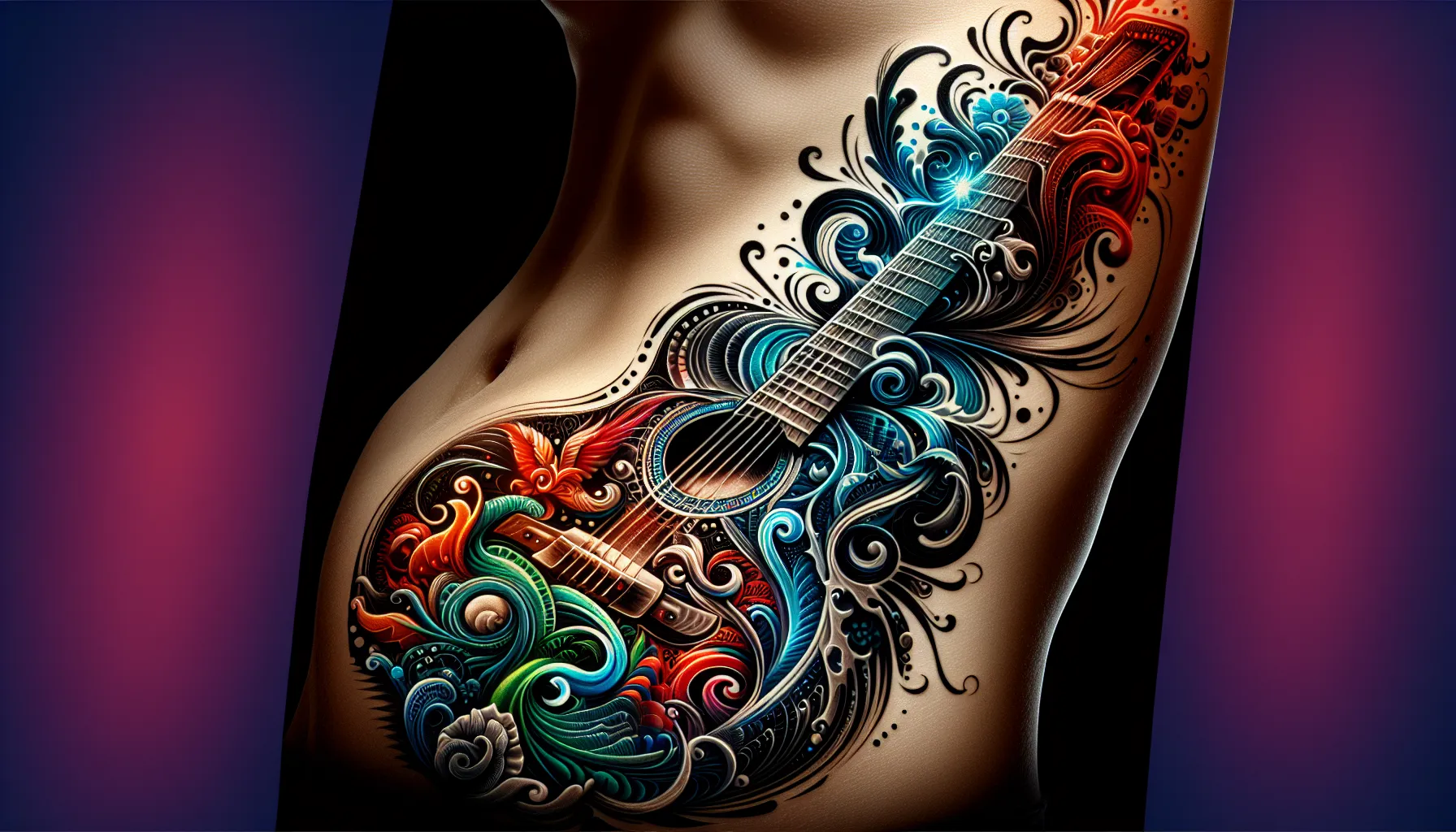 Silueta de guitarra arte corporal