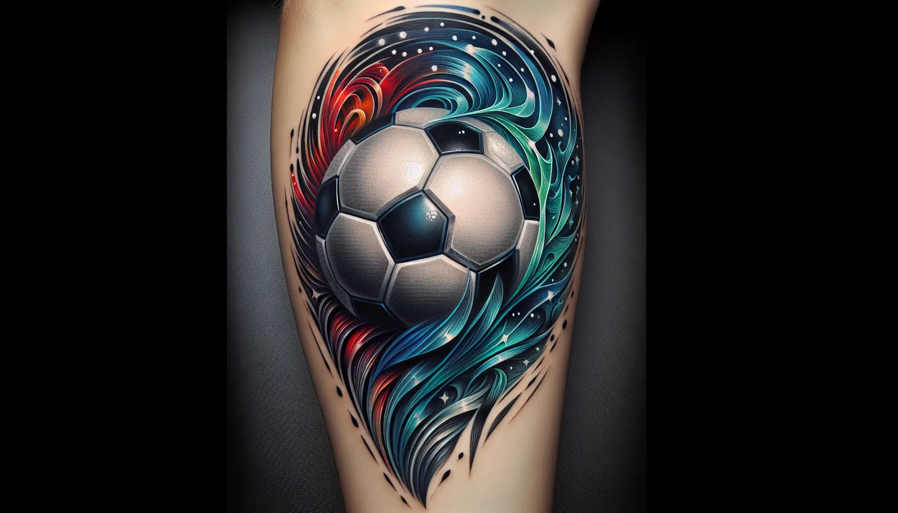 Tatuaje abstracto de una pelota de futbol