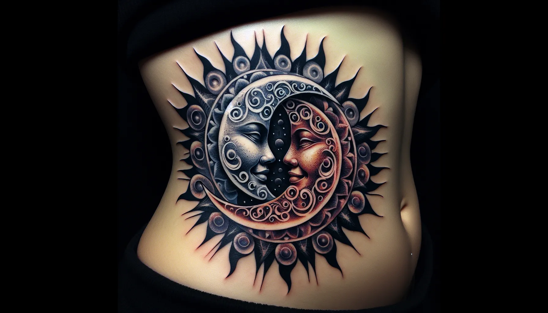 Tatuaje de amistad entre el Sol y la Luna