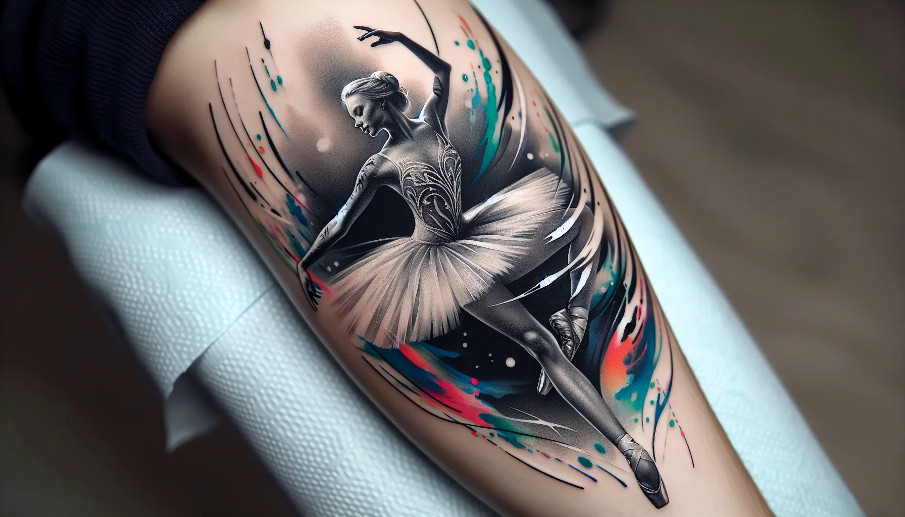 Tatuaje de retrato de bailarina de ballet